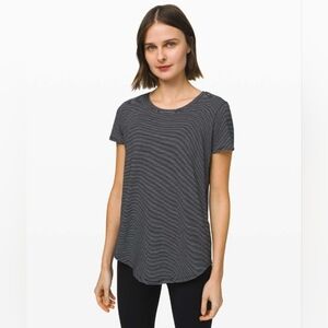 Lululemon Love Crew IIIHype Stripe Black White Size 8